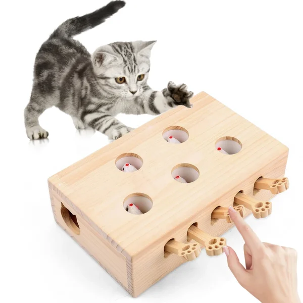Wooden Whack-A-Mole Cat Toy