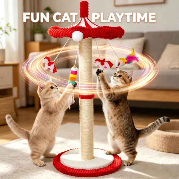 Rotating Interactive Cat Scratching Post Sisal