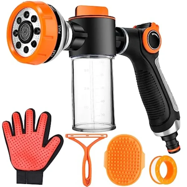 Dog Washing Hose Attachment, 8 Spray Patterns
